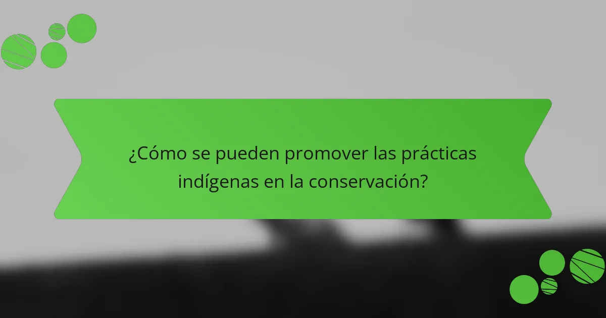 ¿Cómo se pueden promover las prácticas indígenas en la conservación?