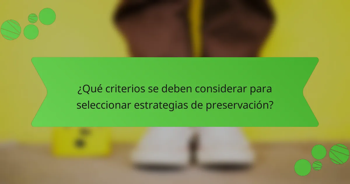 ¿Qué criterios se deben considerar para seleccionar estrategias de preservación?